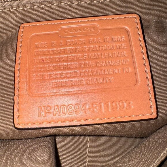 COACH Hampton Nylon Sateen Weekend Handbag Satchel Bag Purse Yellow F11993 AS IS - Picture 4 of 13